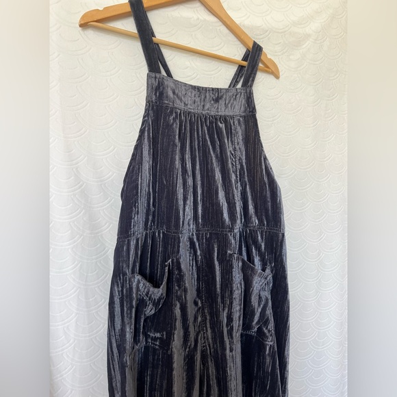 NWT Natural Life Medium Dakota Tie Velvet Overalls Jumper Charcoal Wide Leg Boho - Picture 4 of 11